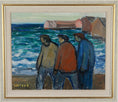 Load image into Gallery viewer, Mid Century Harbor Scene Original Vintage Oil Painting from Sweden
