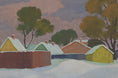 Load image into Gallery viewer, Mid Century Winterscape Oil Painting 1946