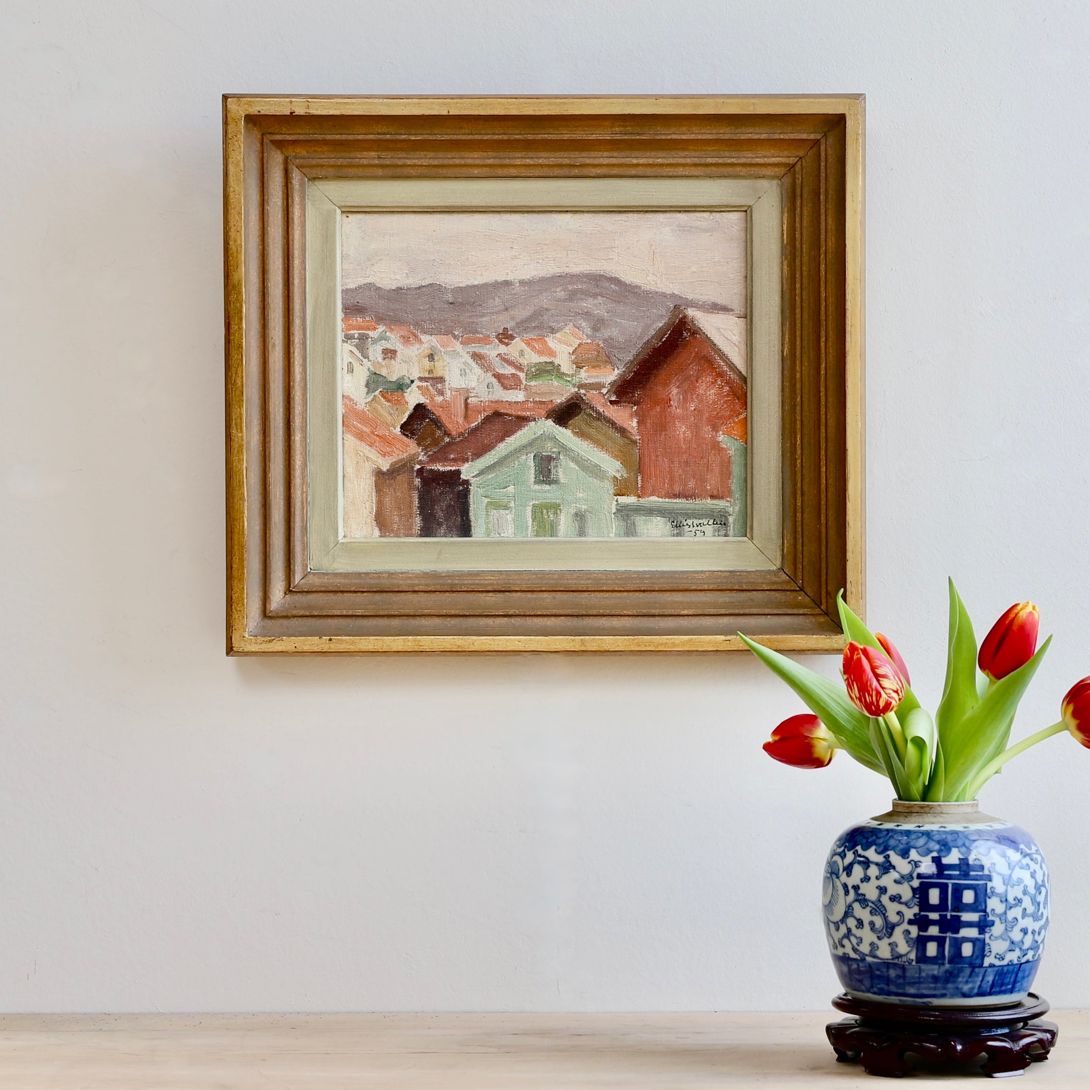 Vintage Art Room Coastal Painting from Sweden
