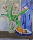 Load image into Gallery viewer, Swedish Vintage Mid Century Art Tulip Still Life Oil Painting