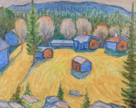 Colorful Swedish Vintage Original Landscape Oil Painting