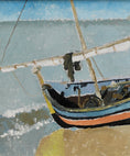 Load image into Gallery viewer, Original Coastal Oil Painting Vintage Mid Century From Sweden