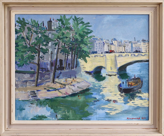 Mid Century vintage Original Parisian Oil Painting of Paris
