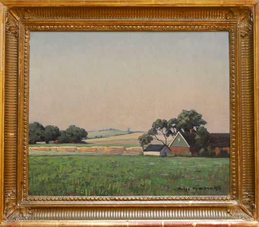 Original Vintage Farmhouse Oil Painting from Sweden 1927