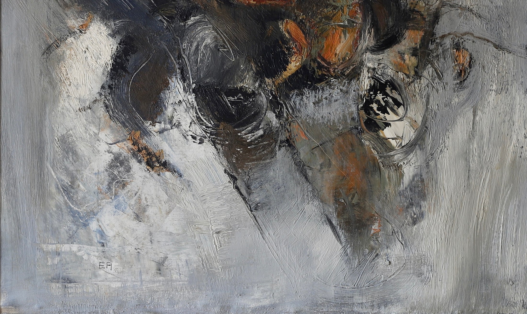 Mid Century Abstract Oil Painting From Sweden