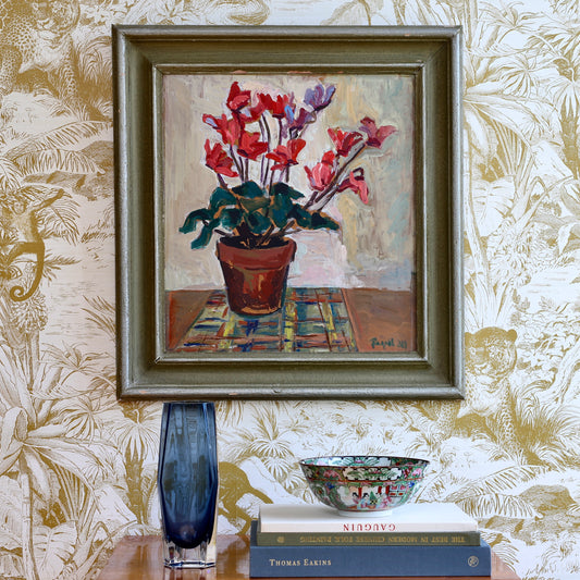 Vintage Art Room Original Still Life Oil Painting Sweden