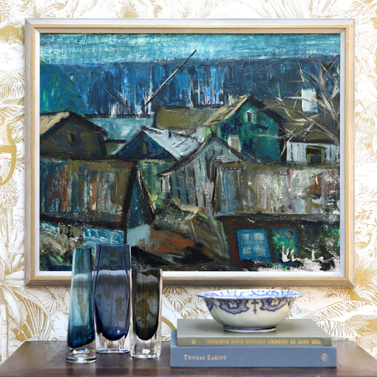 Mid Century Original Oil Painting From Sweden by K Christensen