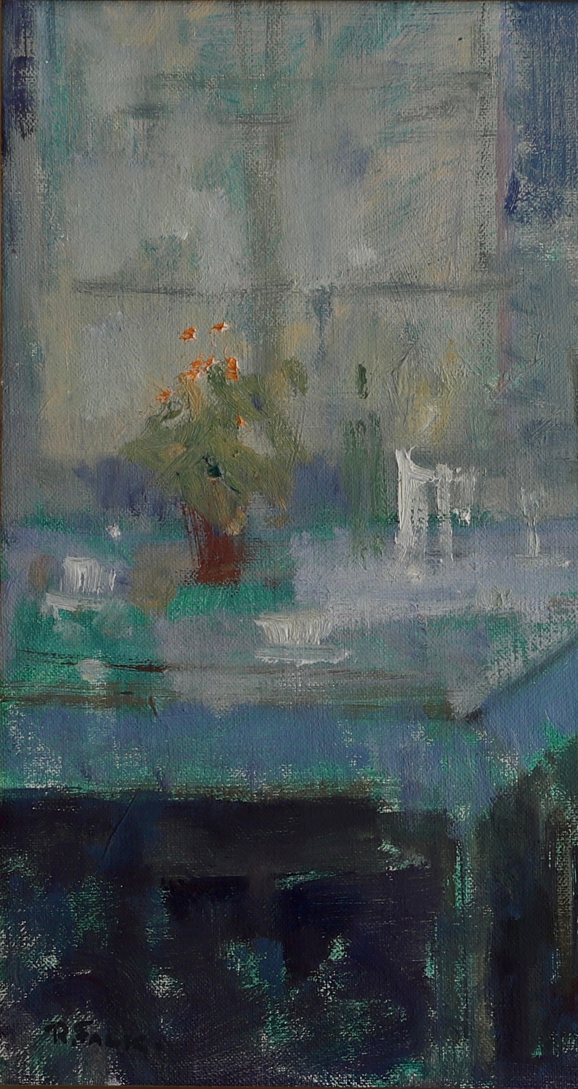 Mid Century Interior Oil Painting From Sweden