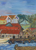 Load image into Gallery viewer, Mid Century Original Harbor Oil Painting From Sweden 1960