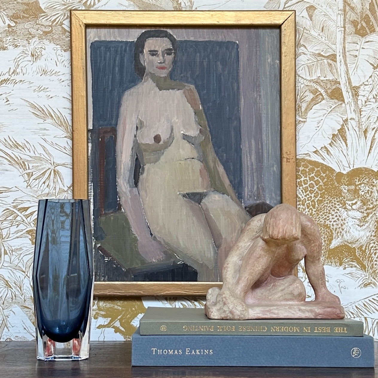 Original Mid Century Figurative Painting From Sweden
