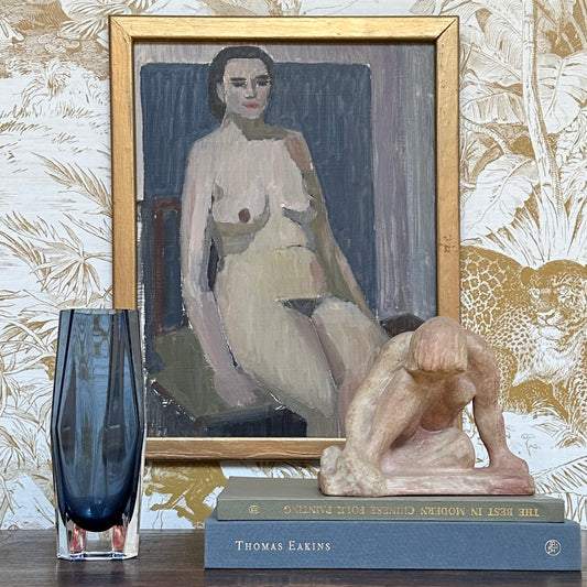 Original Mid Century Figurative Painting From Sweden