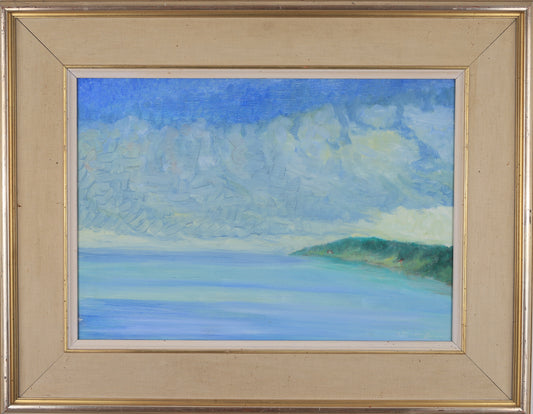 Mid Century Art Coastal Oil Painting from Sweden