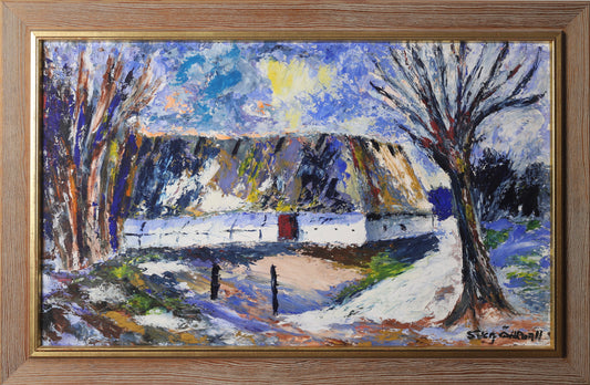Original Vintage Farmhouse Oil Painting from Sweden