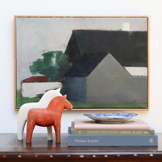 Original Vintage Farmhouse Oil Painting from Sweden