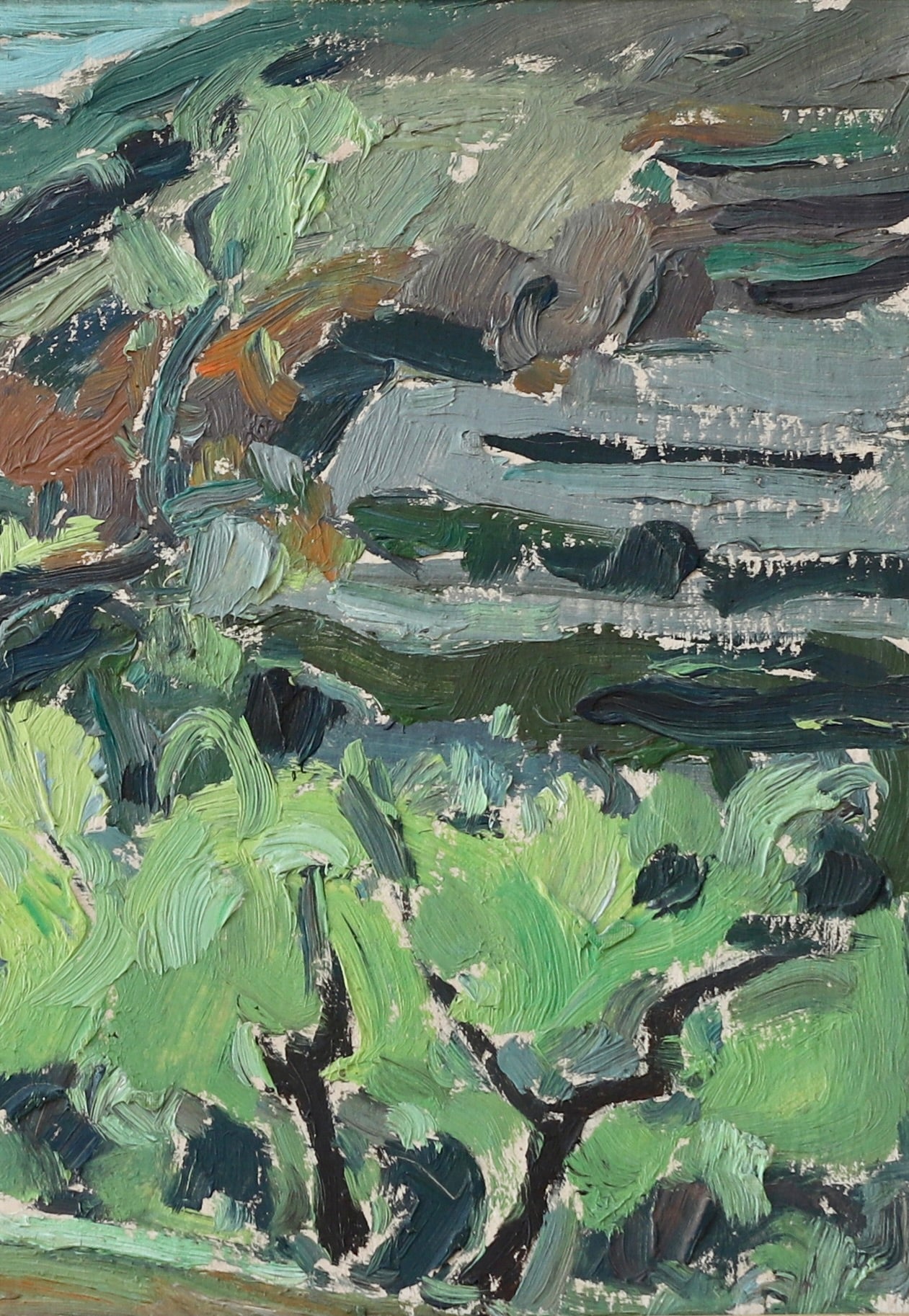 Vintage Art Mid Century Oil Painting By L Hall Sweden