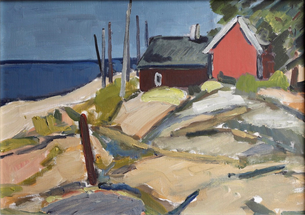 Mid Century Affordable Vintage Art Original Coastal Oil Painting