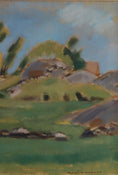 Load image into Gallery viewer, Mid Century Original Landscape Oil Painting From Sweden M Larsson