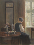 Load image into Gallery viewer, Swedish Vintage Figure in Interior Oil Painting From Sweden