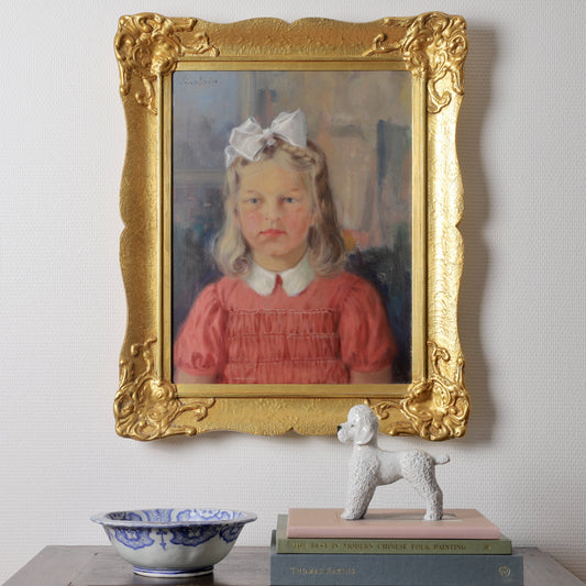 Vintage Art Room Girl's Portrait Sweden 1946