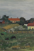 Load image into Gallery viewer, Vintage Art Room Original Oil Painting of Sheep From Sweden 1952
