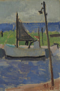 Load image into Gallery viewer, Mid Century Original Harbor Oil Painting From Sweden 1952