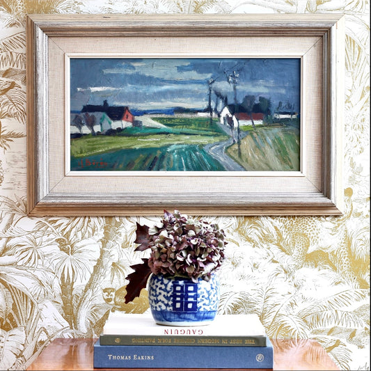 Vintage Farmhouse Oil Painting From Sweden by J Bören