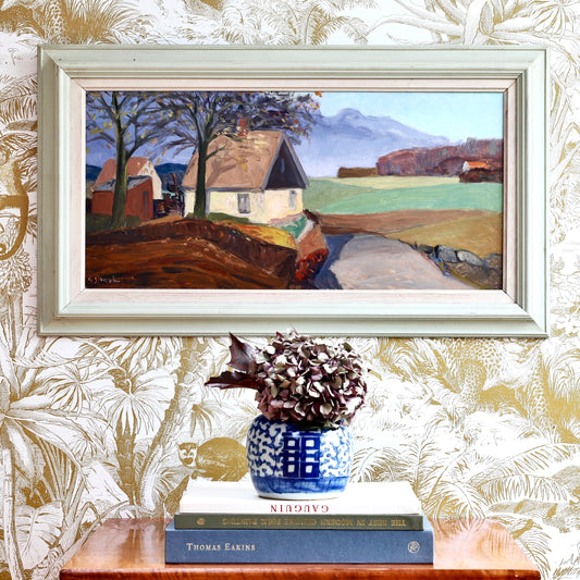 Vintage Art Room Mid Century Original Oil Painting By GS Malm from Sweden