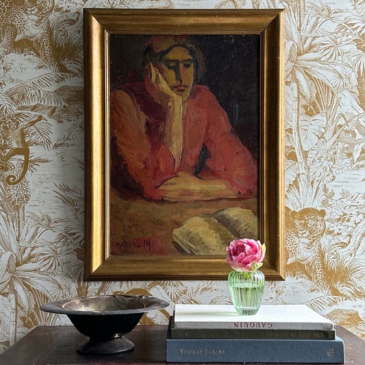 Vintage Art Room Antique Portrait Sweden 1914