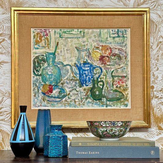 Vintage Art Room Original Still Life Oil Painting from Sweden