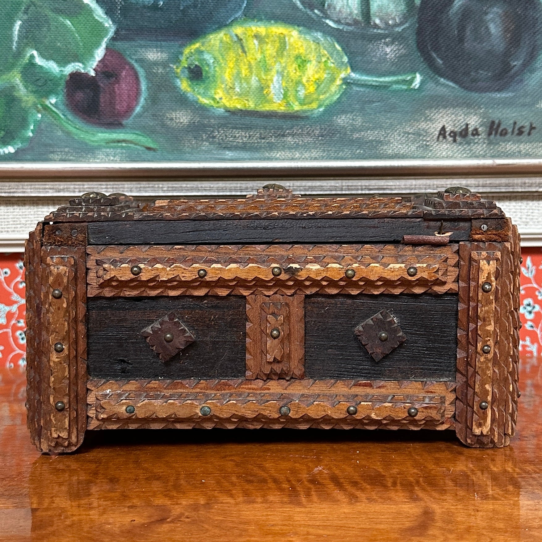 Folk Art Tramp Art Box