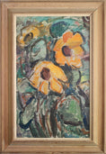 Load image into Gallery viewer, Large Original Vintage Sunflower Oil Painting from Sweden