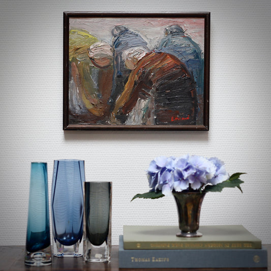 Mid Century Original Vintage Oil Painting from Sweden