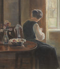 Load image into Gallery viewer, Swedish Vintage Figure in Interior Oil Painting From Sweden