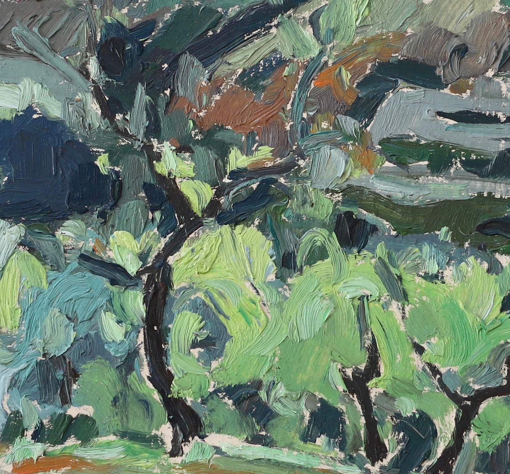 Vintage Art Mid Century Oil Painting By L Hall Sweden