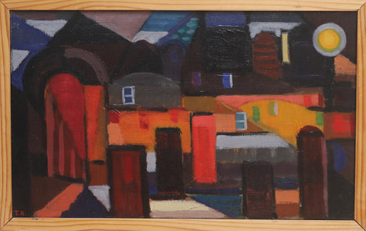 Mid Century Original Vintage Oil Painting from Sweden