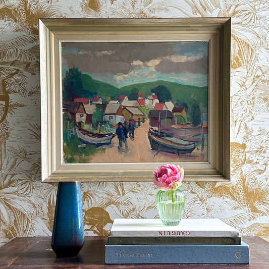 Mid Century Vintage Oil Painting From Sweden by Hamborn