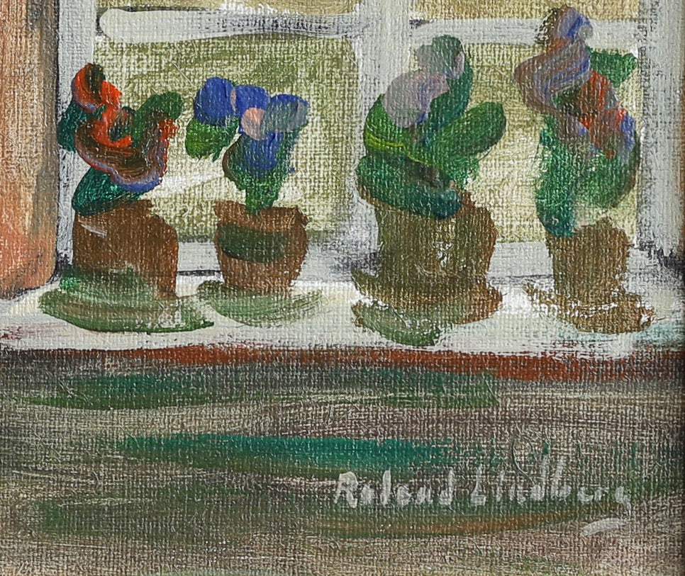 Vintage Mid Century Interior Oil Painting from Sweden