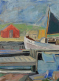Load image into Gallery viewer, Original Vintage Harbor Scene Oil Painting By A Jönsson Sweden