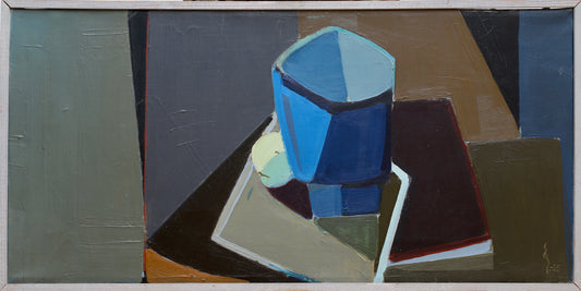 Vintage Art Room Mid Century Original Still Life Oil Painting from Sweden