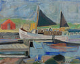 Load image into Gallery viewer, Original Vintage Harbor Scene Oil Painting By A Jönsson Sweden