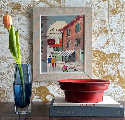 Colorful Vintage Original Parisian Streetscape Oil Painting