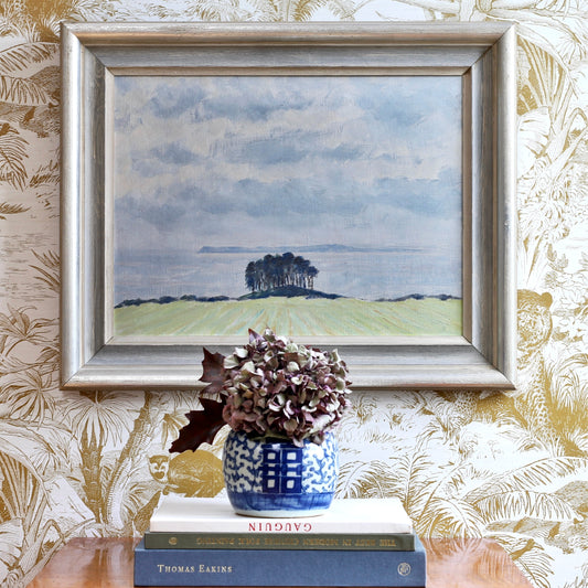 Mid Century Vintage Original Coastal Oil Painting From Sweden