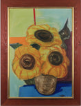 Load image into Gallery viewer, Vintage Art Room Original Sunflower Oil Painting Sweden