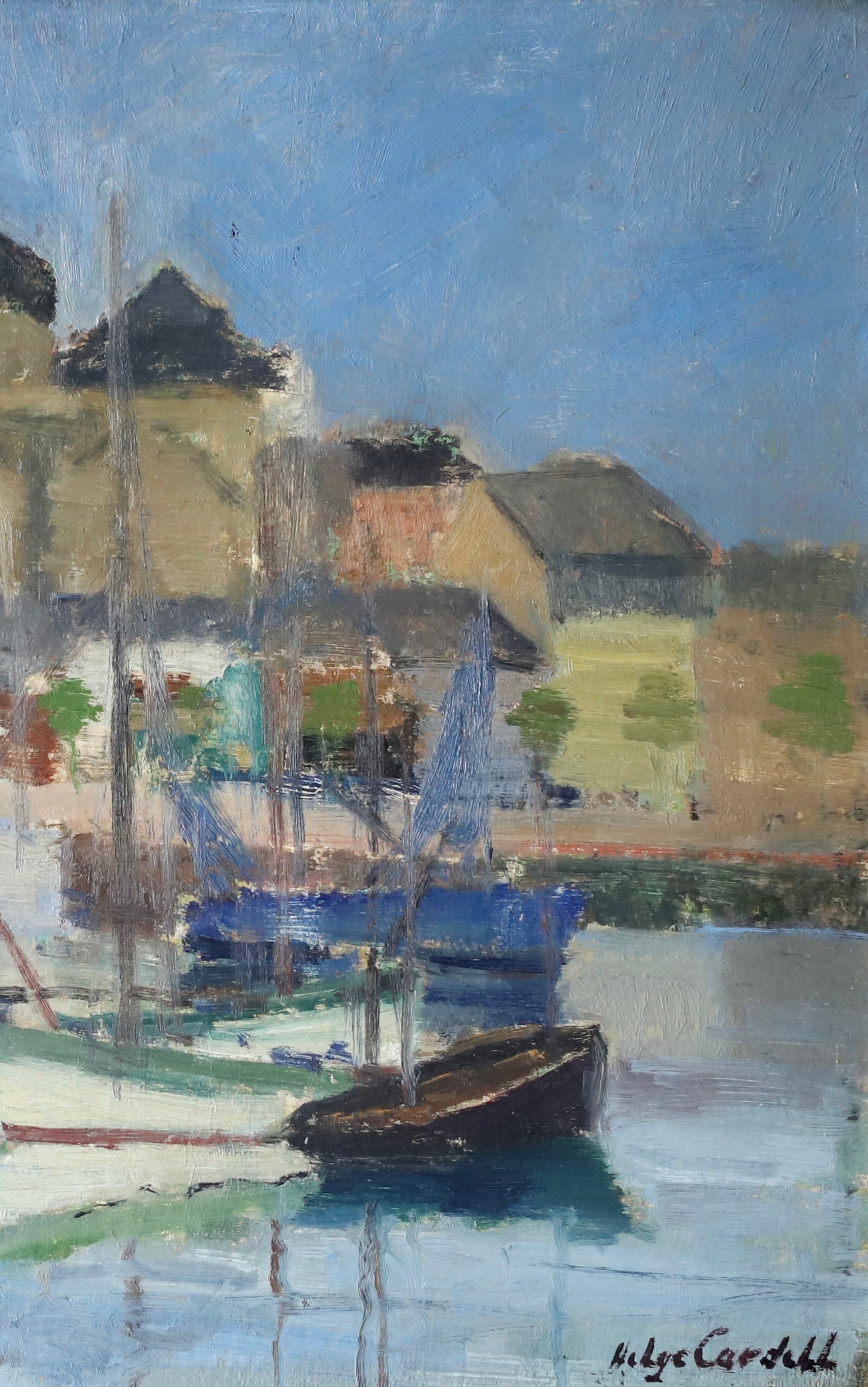 Large Mid Century Original Oil Painting From Sweden By H Cardell 1950