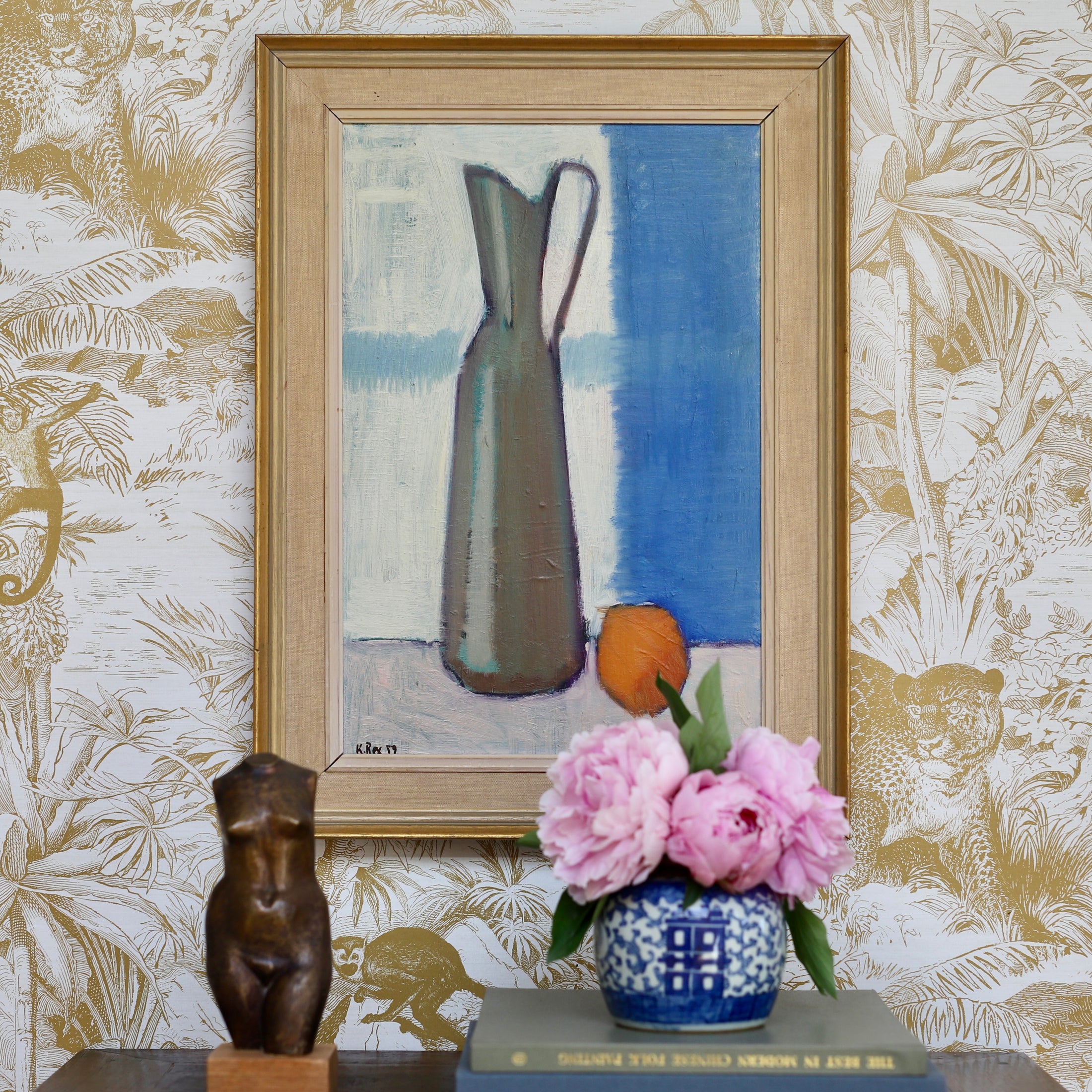 Striking Mid Century Still Life Oil Painting H Rex Sweden 1959