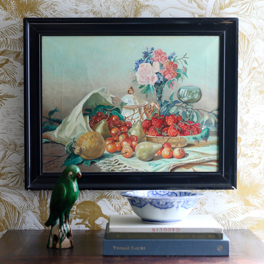 Vintage Art Still Life Original Oil Painting From Sweden 1935