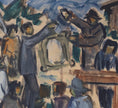 Load image into Gallery viewer, Vintage Painting of Figures from Sweden 1957