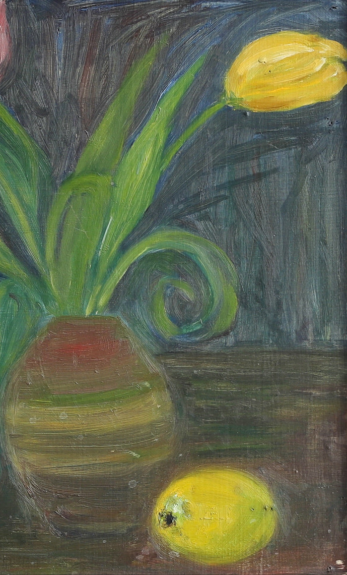Vintage Art Room 1960's Still Life Oil Painting from Sweden