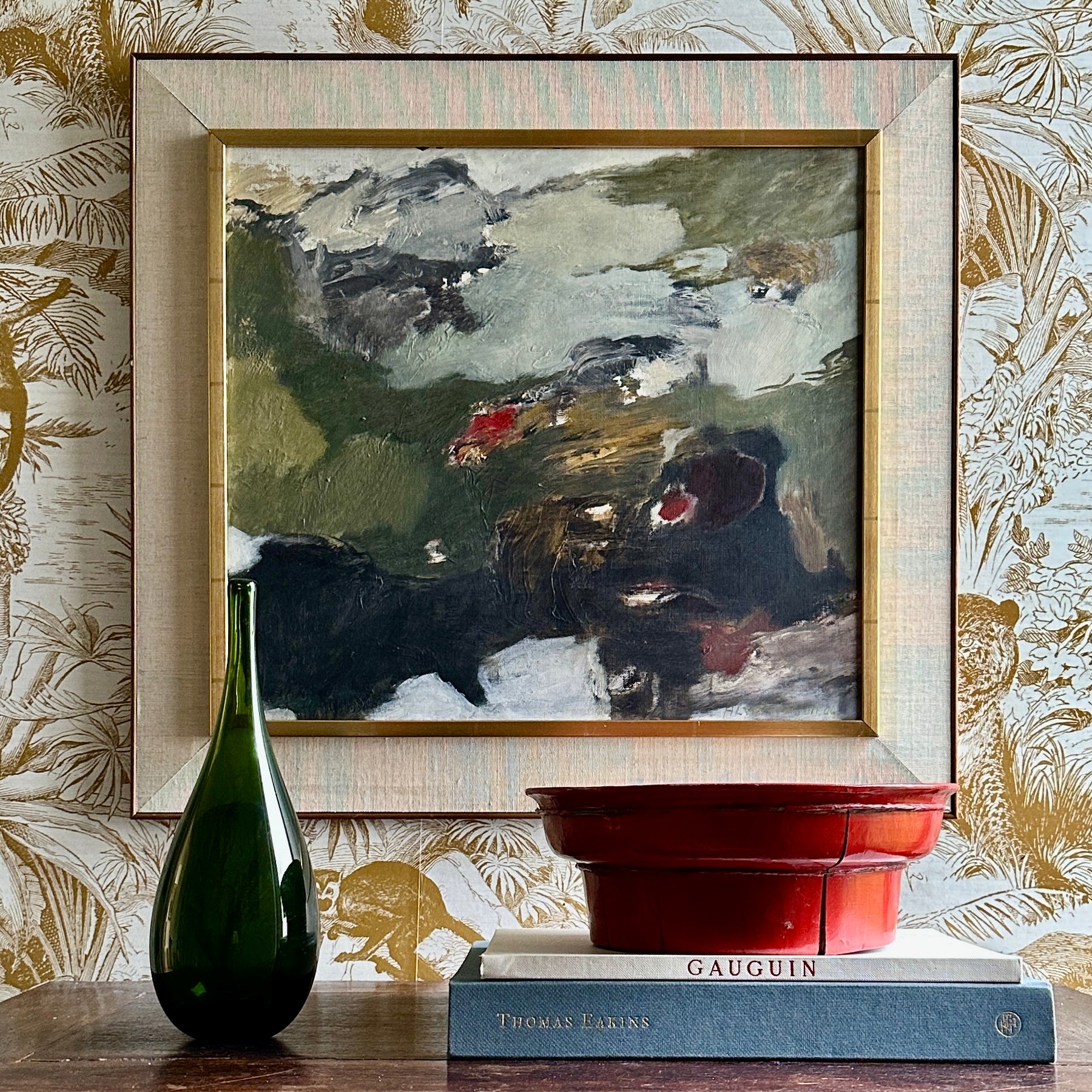 Mid Century Abstract Oil Painting From Sweden 1966