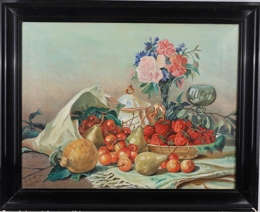 Vintage Art Still Life Original Oil Painting From Sweden 1935
